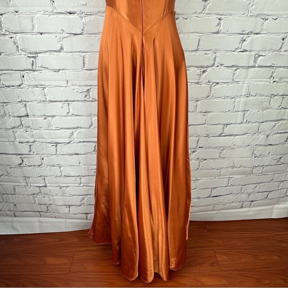 Vtg Jessica McClintock Gunne Sax Gown Dress Sz 7/8 y2k Orange Autumn Bridesmaid - Picture 3 of 14